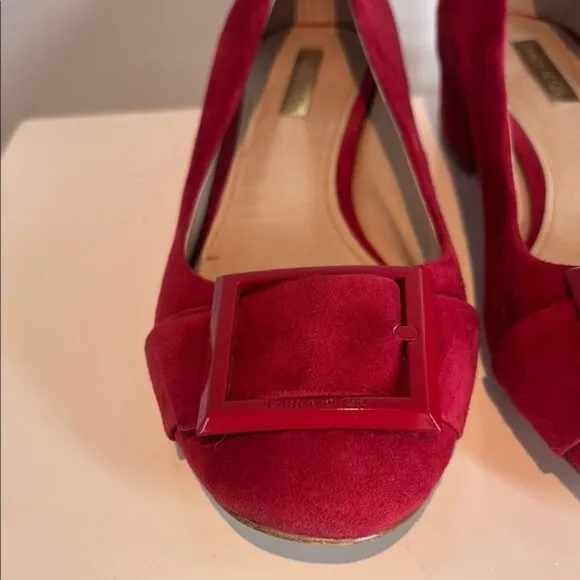 Louise et Cie Red Suede Brianna buckle pumps size 8.5