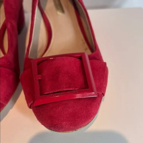 Louise et Cie Red Suede Brianna buckle pumps size 8.5