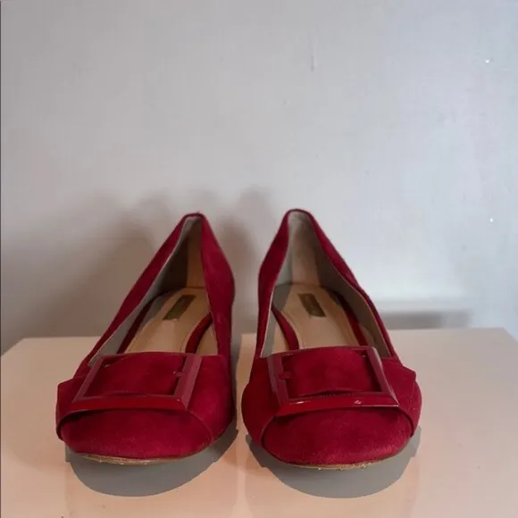 Louise et Cie Red Suede Brianna buckle pumps size 8.5