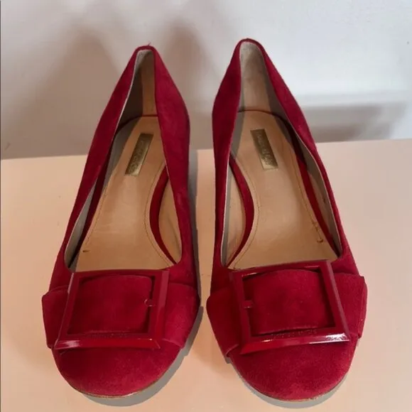 Louise et Cie Red Suede Brianna buckle pumps size 8.5