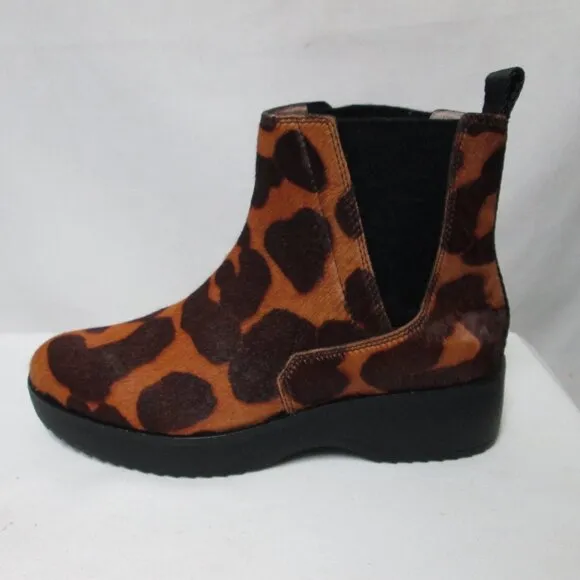 Louise et Cie Zareb Leopard Calf Hair Leather Ankle Booties Boots NEW Size 7.5