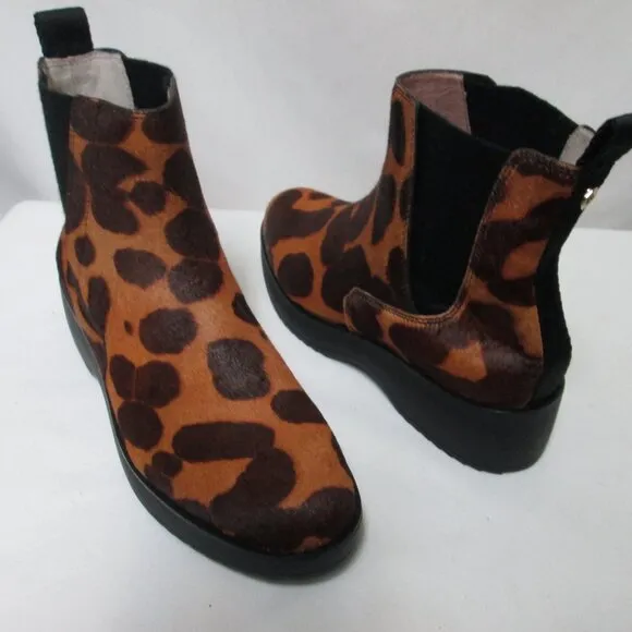 Louise et Cie Zareb Leopard Calf Hair Leather Ankle Booties Boots NEW Size 7.5