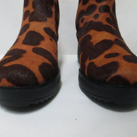 Louise et Cie Zareb Leopard Calf Hair Leather Ankle Booties Boots NEW Size 7.5
