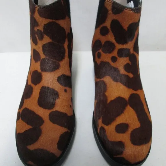 Louise et Cie Zareb Leopard Calf Hair Leather Ankle Booties Boots NEW Size 7.5