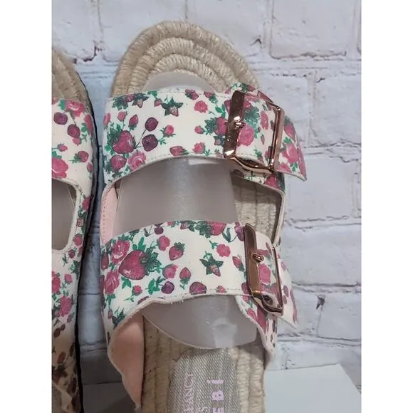 Love Shack Fancy X Manebi Floral Strawberries Sz 39 Nordic Sandal Espadrilles