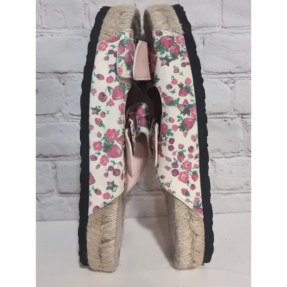 Love Shack Fancy X Manebi Floral Strawberries Sz 39 Nordic Sandal Espadrilles