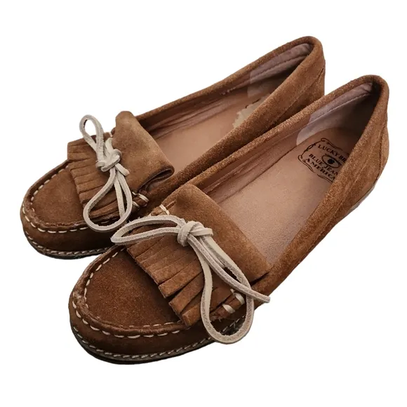 Lucky brand brown suade moccasin loafers