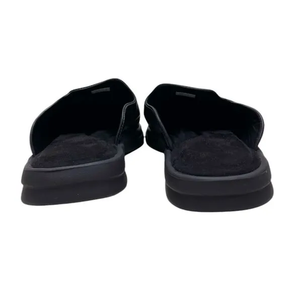LUSSO Pelli Black Smooth Leather Unisex Slides / Slippers