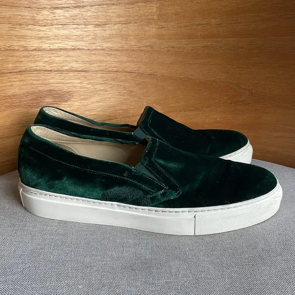 M. Gemi luxury velvet teal slip on sneakers/loafers