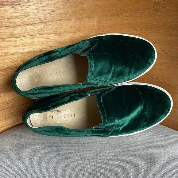 M. Gemi luxury velvet teal slip on sneakers/loafers
