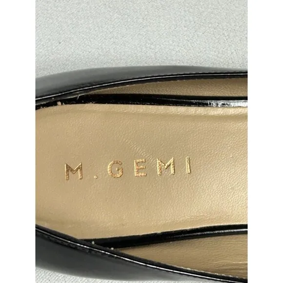 M. Gemi Patent Leather Pointed Toe Bow Flat in Black - Sz 40 (9.5)