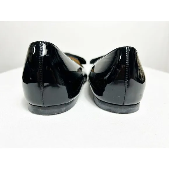 M. Gemi Patent Leather Pointed Toe Bow Flat in Black - Sz 40 (9.5)