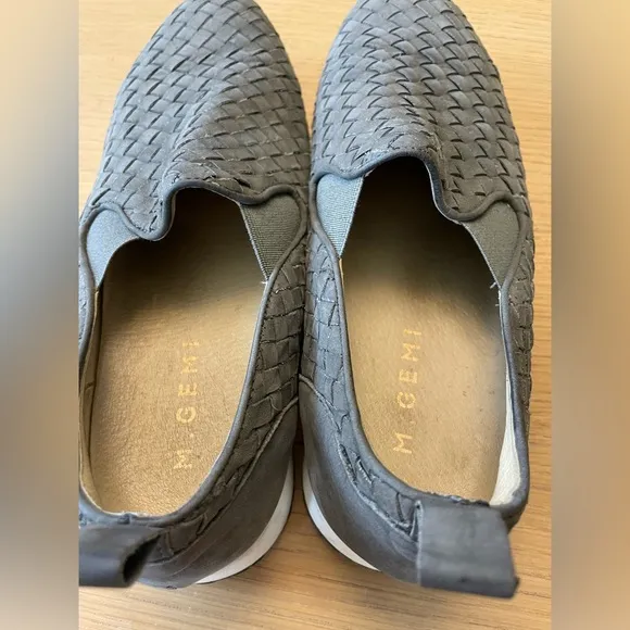 M. GEMI WOVEN CERCHIO GRAY NUBUCK SLIP ON SNEAKERS SIZE 40 ITALY