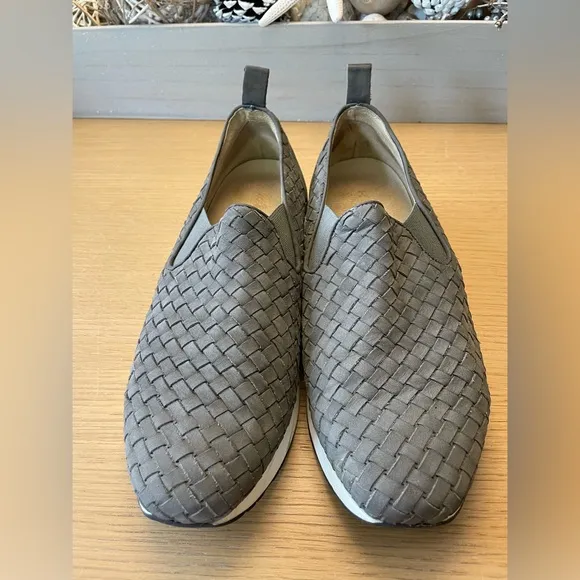 M. GEMI WOVEN CERCHIO GRAY NUBUCK SLIP ON SNEAKERS SIZE 40 ITALY