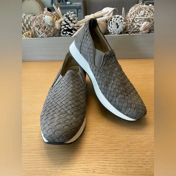 M. GEMI WOVEN CERCHIO GRAY NUBUCK SLIP ON SNEAKERS SIZE 40 ITALY