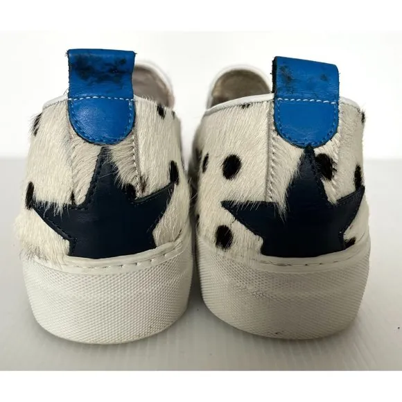 Macchia J White Calf Hair Polka Dot Slip-On Sneakers, Size 8 (US) 41 (EUR)