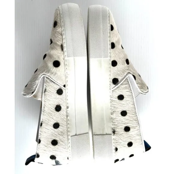 Macchia J White Calf Hair Polka Dot Slip-On Sneakers, Size 8 (US) 41 (EUR)