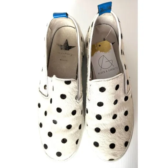 Macchia J White Calf Hair Polka Dot Slip-On Sneakers, Size 8 (US) 41 (EUR)