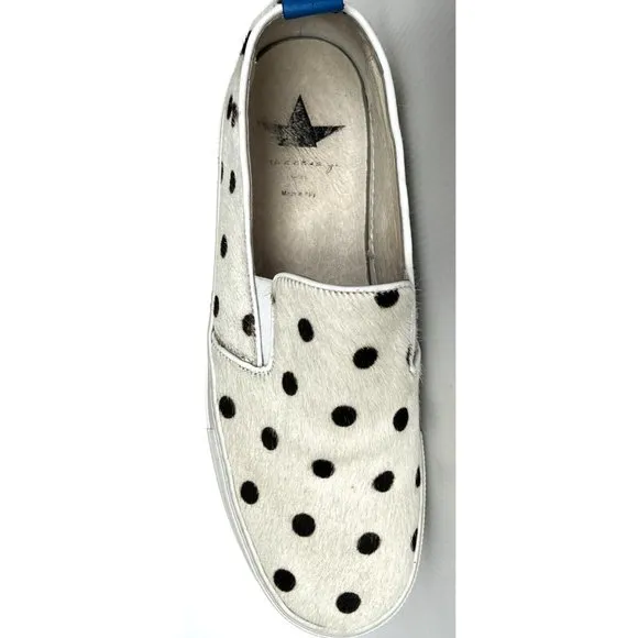 Macchia J White Calf Hair Polka Dot Slip-On Sneakers, Size 8 (US) 41 (EUR)