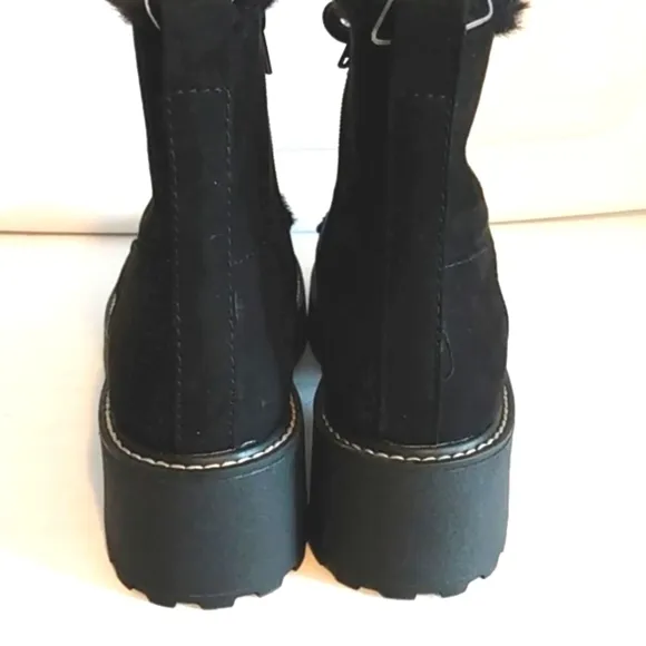 MADDEN GIRL CARRA MOTO BOOTS BLACK FUR LINED LACE UP COMBAT BOOTS SIZE 9 NWT