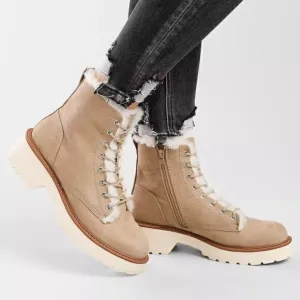 Madden Girl Carraf Hiker Boot Faux Fur Sand Beige Size 9 BRAND NEW
