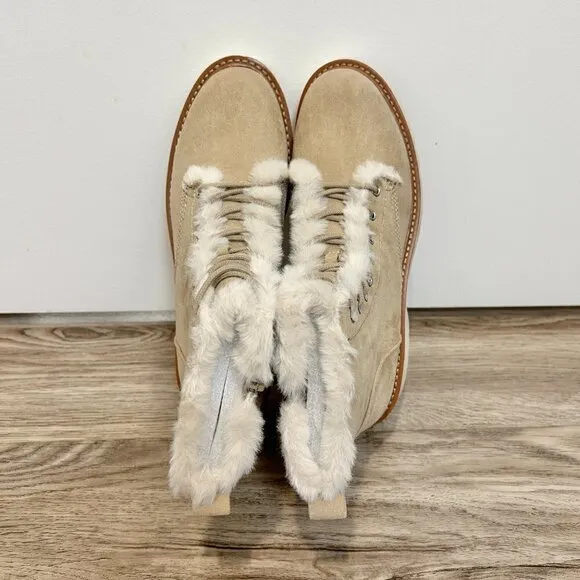 Madden Girl Carraf Hiker Boot Faux Fur Sand Beige Size 9 BRAND NEW