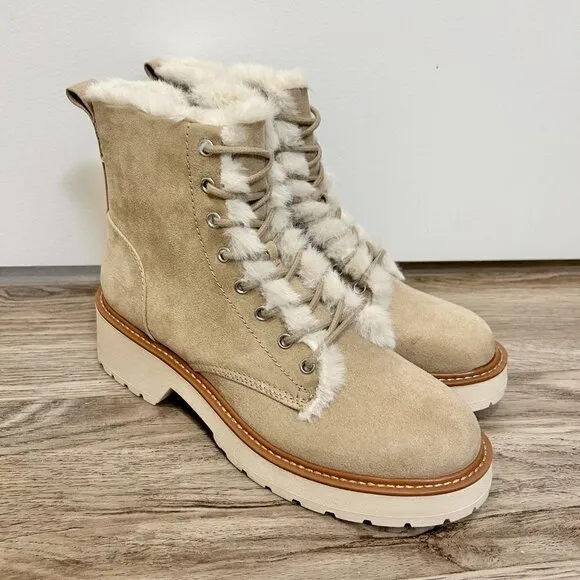 Madden Girl Carraf Hiker Boot Faux Fur Sand Beige Size 9 BRAND NEW