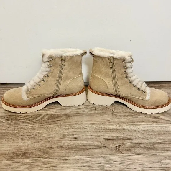 Madden Girl Carraf Hiker Boot Faux Fur Sand Beige Size 9 BRAND NEW