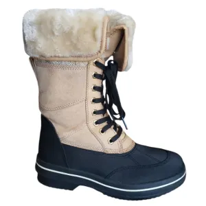Madden Girl Crystal Convertible Lined Boots Lace Tie Up Tan Women Beige | Sz 6.5
