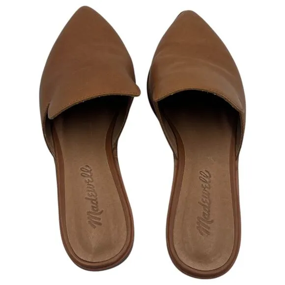 Madewell Gemma Mule Leather Pointed Toe Slip On Flats English Saddle Brown 6.5