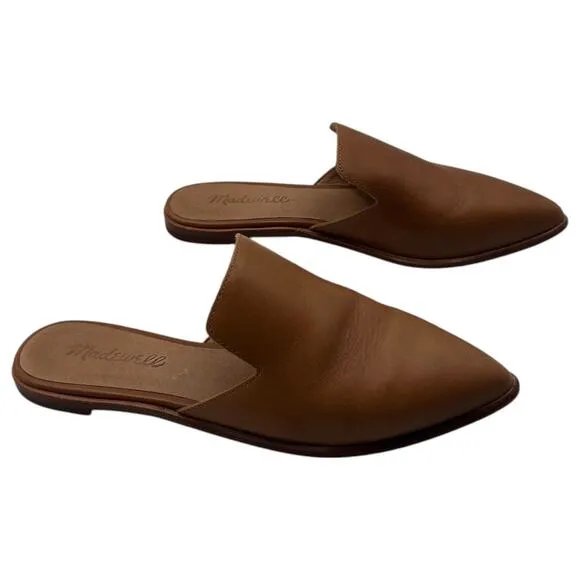 Madewell Gemma Mule Leather Pointed Toe Slip On Flats English Saddle Brown 6.5