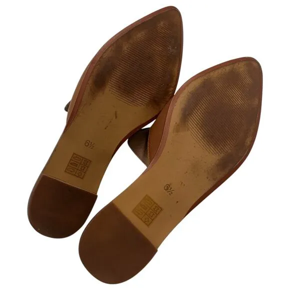 Madewell Gemma Mule Leather Pointed Toe Slip On Flats English Saddle Brown 6.5