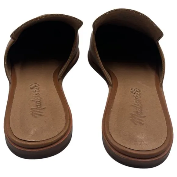 Madewell Gemma Mule Leather Pointed Toe Slip On Flats English Saddle Brown 6.5