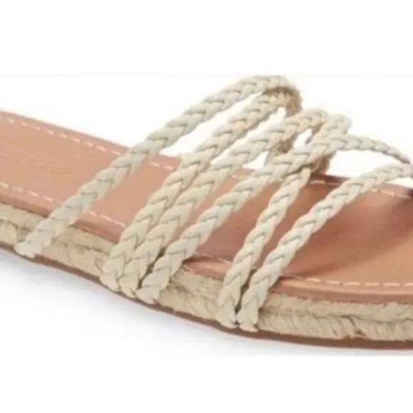 Madewell Kathryn Espadrilles Slide Sandal Flats Leather Sz 7.5 NWoB