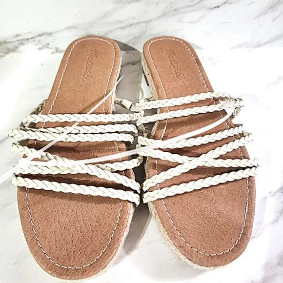 Madewell Kathryn Espadrilles Slide Sandal Flats Leather Sz 7.5 NWoB