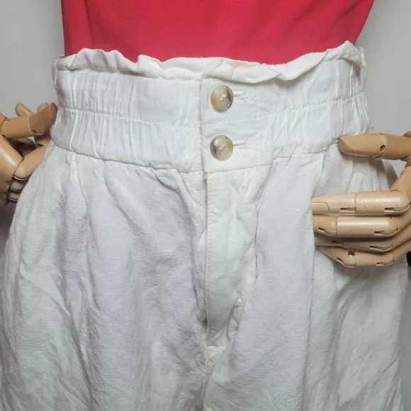 Madewell Linen-Blend Pull-On Paperbag Shorts Chic Effortless Comfort Size Small