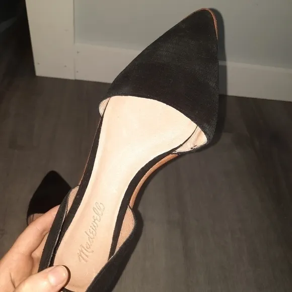 Madewell The Arielle d'Orsay Black Suede Lace Up Flats