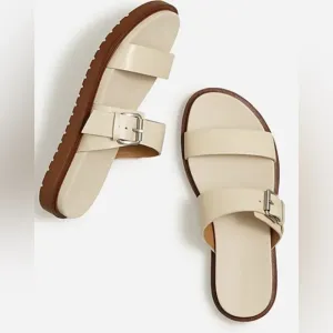Madewell The Dee Double Leather Strap Slide Sandal ecru white ivory size 8.5