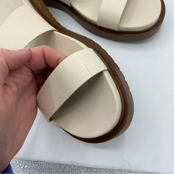 Madewell The Dee Double Leather Strap Slide Sandal ecru white ivory size 8.5