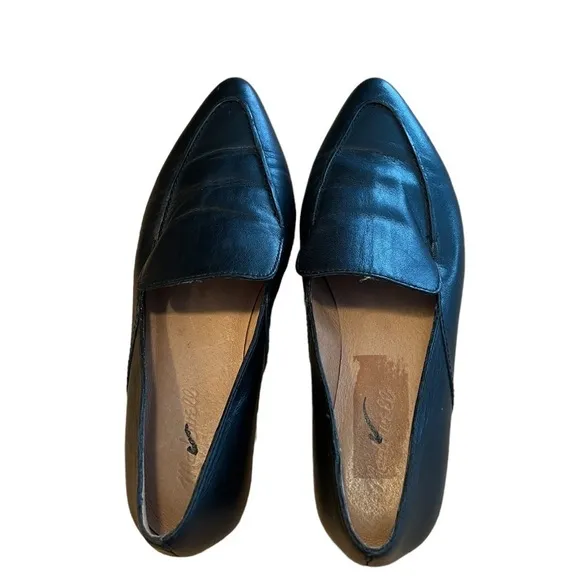 MADEWELL The Frances Skimmer in Black Leather Size 7​​​​​
