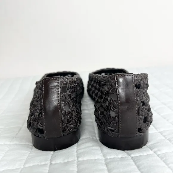 Madewell The Ruth Ballet Flat in Woven Leather in Dark Carob Brown Size 10.5