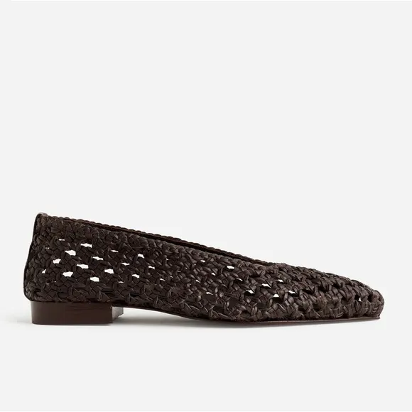 Madewell The Ruth Ballet Flat in Woven Leather in Dark Carob Brown Size 10.5