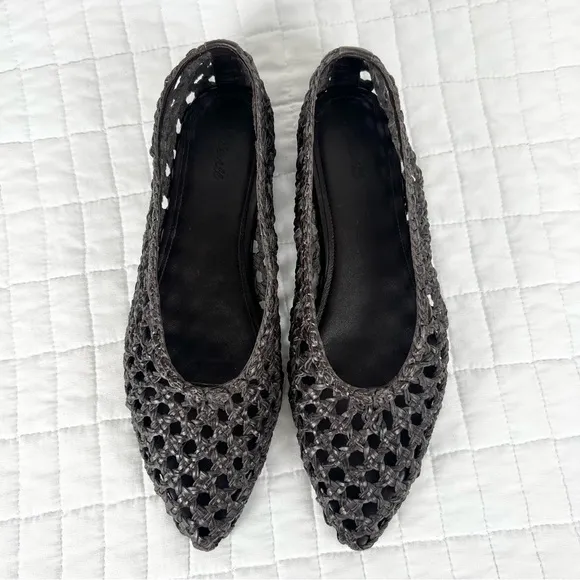 Madewell The Ruth Ballet Flat in Woven Leather in Dark Carob Brown Size 10.5