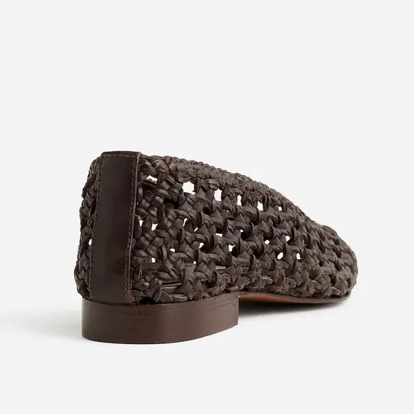Madewell The Ruth Ballet Flat in Woven Leather in Dark Carob Brown Size 10.5