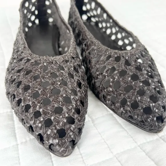 Madewell The Ruth Ballet Flat in Woven Leather in Dark Carob Brown Size 10.5