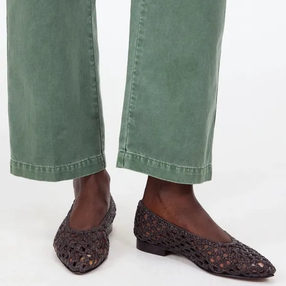 Madewell The Ruth Ballet Flat in Woven Leather in Dark Carob Brown Size 10.5