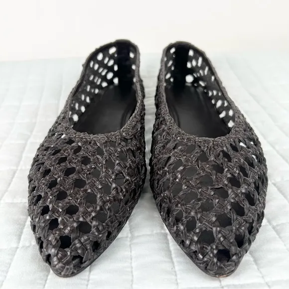 Madewell The Ruth Ballet Flat in Woven Leather in Dark Carob Brown Size 10.5
