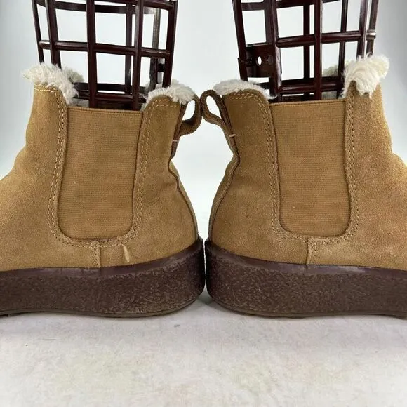 Madewell The Toasty Chelsea Boots Womens US 7 Suede Faux Fur Lined Pull On Booti
