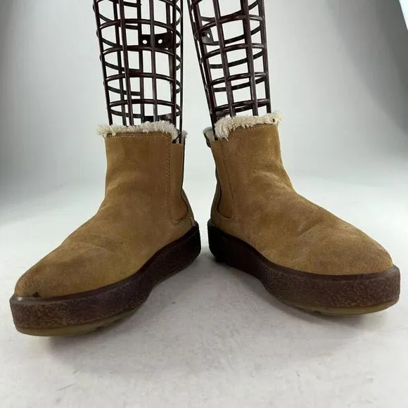 Madewell The Toasty Chelsea Boots Womens US 7 Suede Faux Fur Lined Pull On Booti