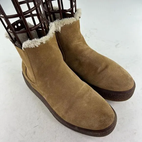 Madewell The Toasty Chelsea Boots Womens US 7 Suede Faux Fur Lined Pull On Booti